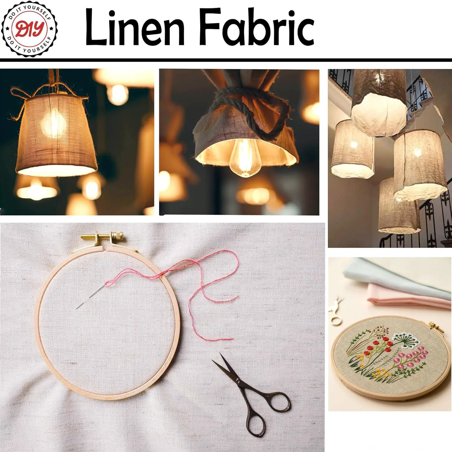 Linen Fabric Natural Linen Cloth Embroidery Sewing Soft Breathable 55" Wide 70% Linen 30% Rayon Hemp Needlework Lining