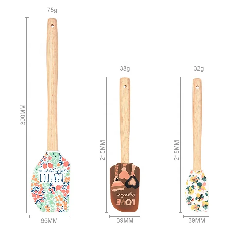 Set Di 2 Spatole In Silicone Con Manico In Legno, Per Cucina, Antiaderenti E Resistenti Al Calore (fino A 204°C)
