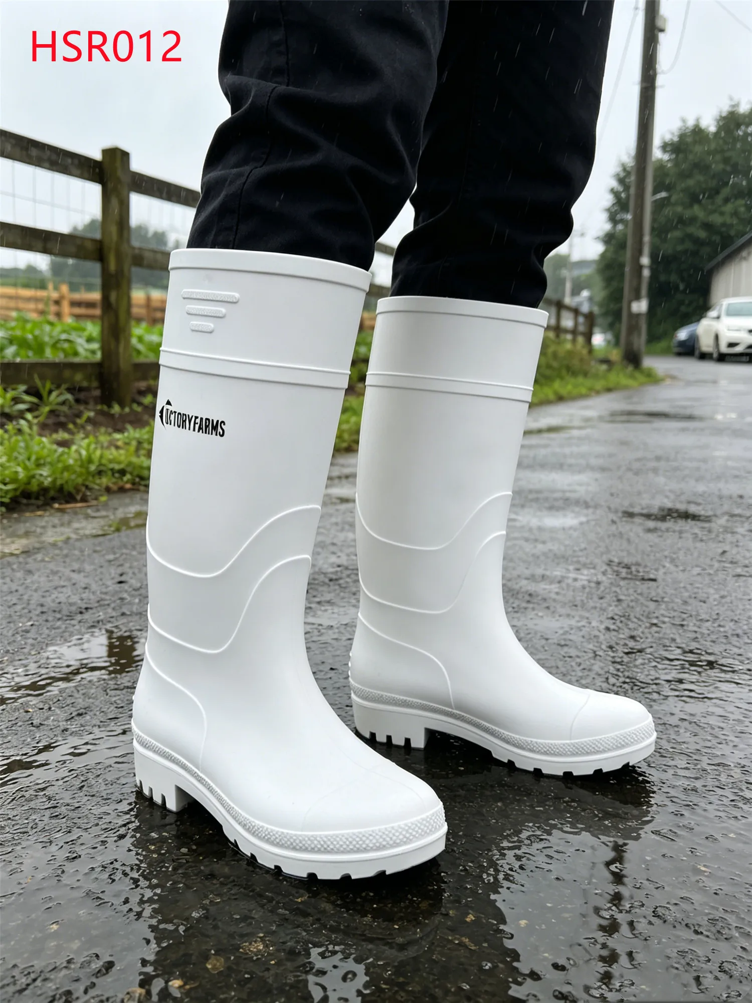 LXG,Livestock Farm Easy Clean White Rain Boots Popular in Kenya Fishery CE Certified Integral Molding PVC Mud Boots HSR012