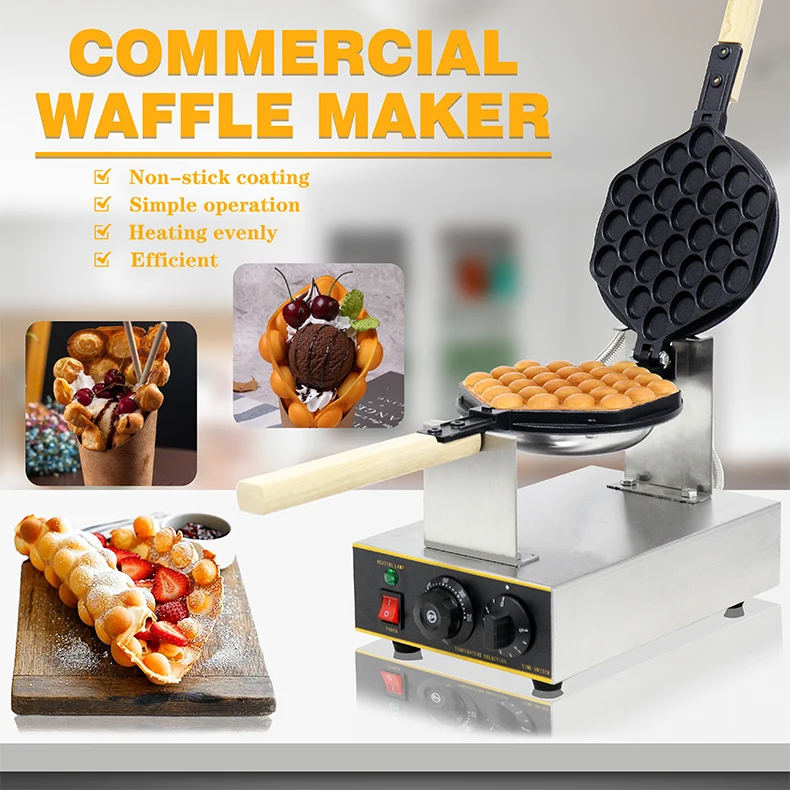 Electric Commercial Egg Waffle Maker Machine Bubble Waffle Machine