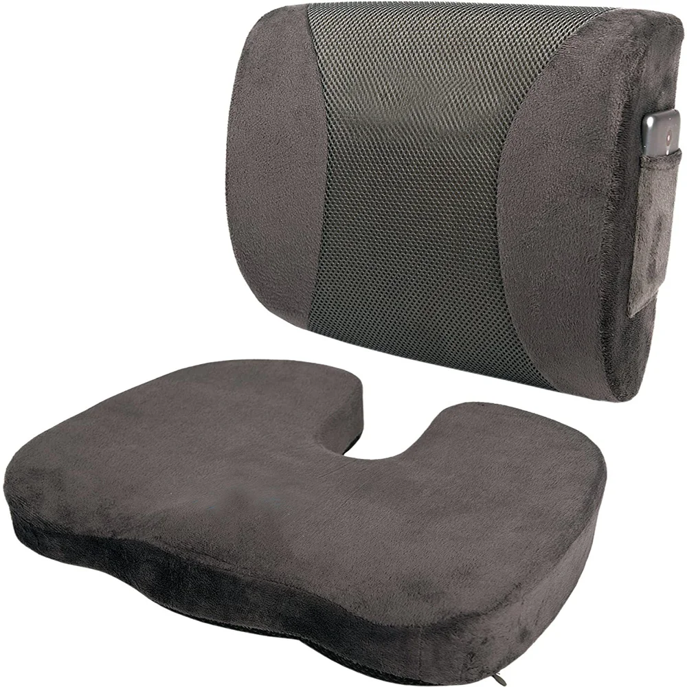 Fortem Seat Cushion & Lumbar Support for Chair, Car, Wheelchair, Washable  Cover
