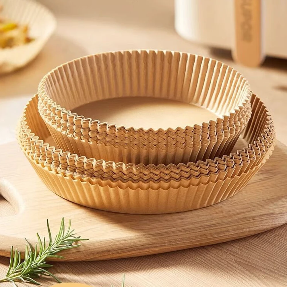 Bio-degradable Heat Resistant Power Xl Liweght 120pcs Brown Round Parchment 20cm 100pcs Disposable Hot air Fryer Paper Liners