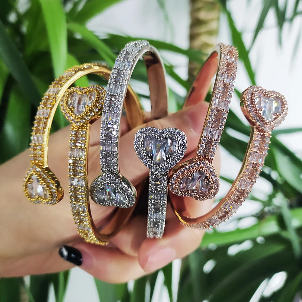 Gold & Silver Plated Iced Out Cuff Bangle Bracelet – Hip Hop Jewelry With CZ Stones
