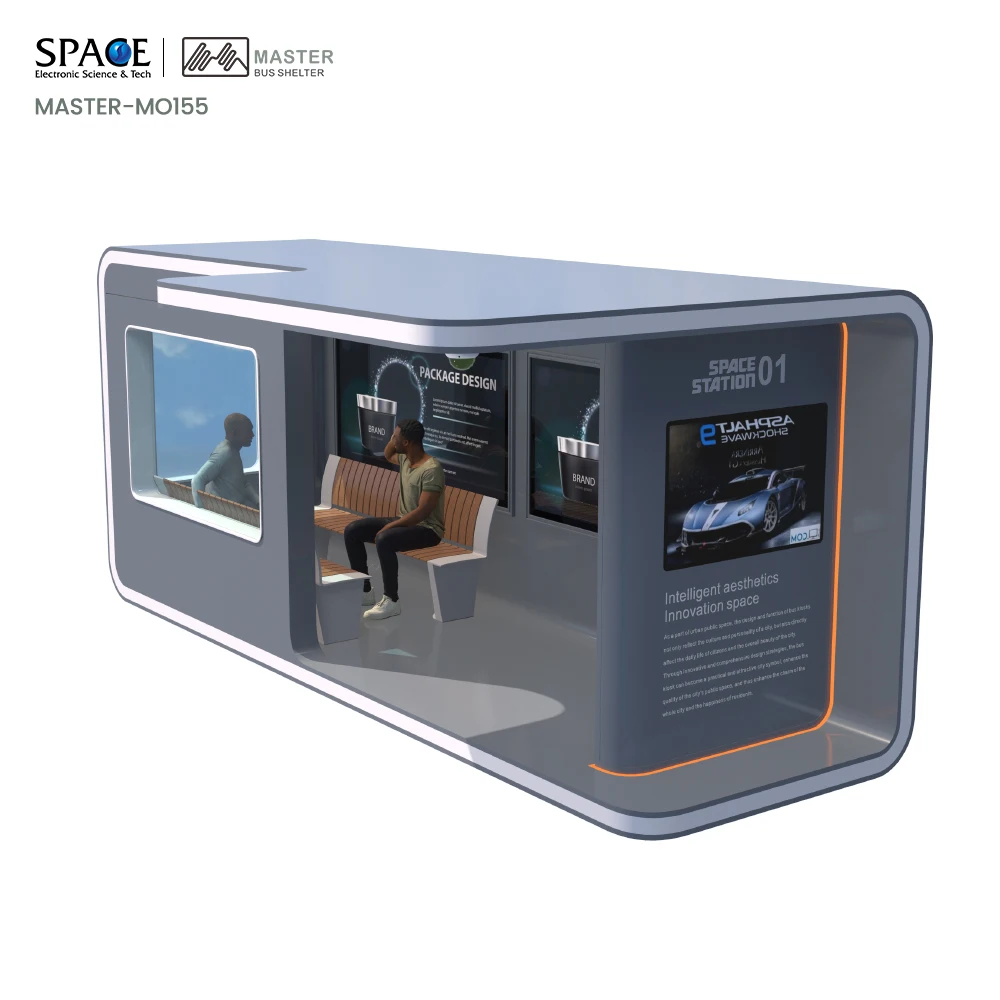 Умное антикоррозийное автобусное укрытие на заказ светодиодный дисплей алюминиевая оцинкованная стальная рама 12 В низкое энергопотребление для улицы