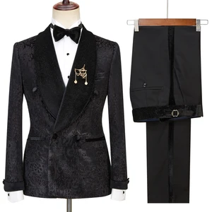 C-D-G Latest Coat Design Men Suits Tailor-Made Tuxedo 4 Pieces Blazer Velvet Lapel Wedding Party Groom Costume Homme