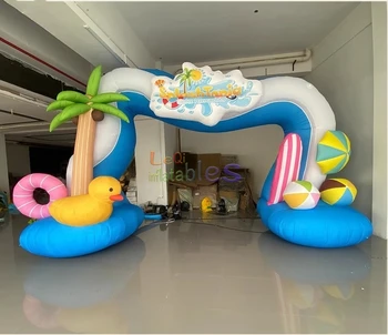 Summer Beach Theme Inflatable Entrance Arch with Yellow Duck Inflatable Archway for Events