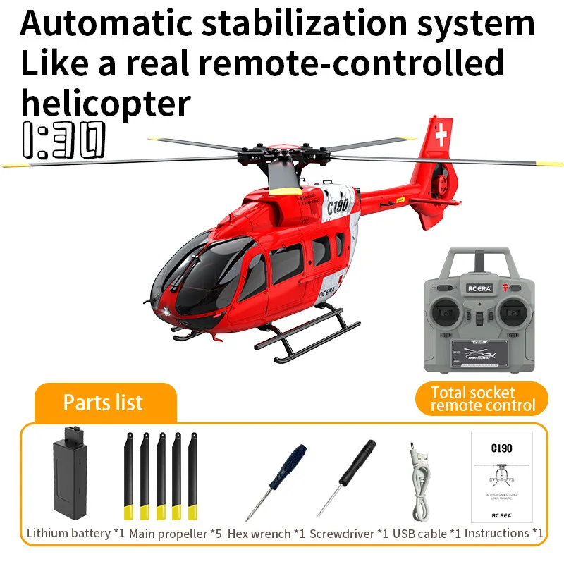 HOSHI RC ERA C190 Helicopter H145 1/28 2.4G 6CH 6-Axis Gyro Optical Flow Localization Altitude Hold Flybarless Brushless Drones