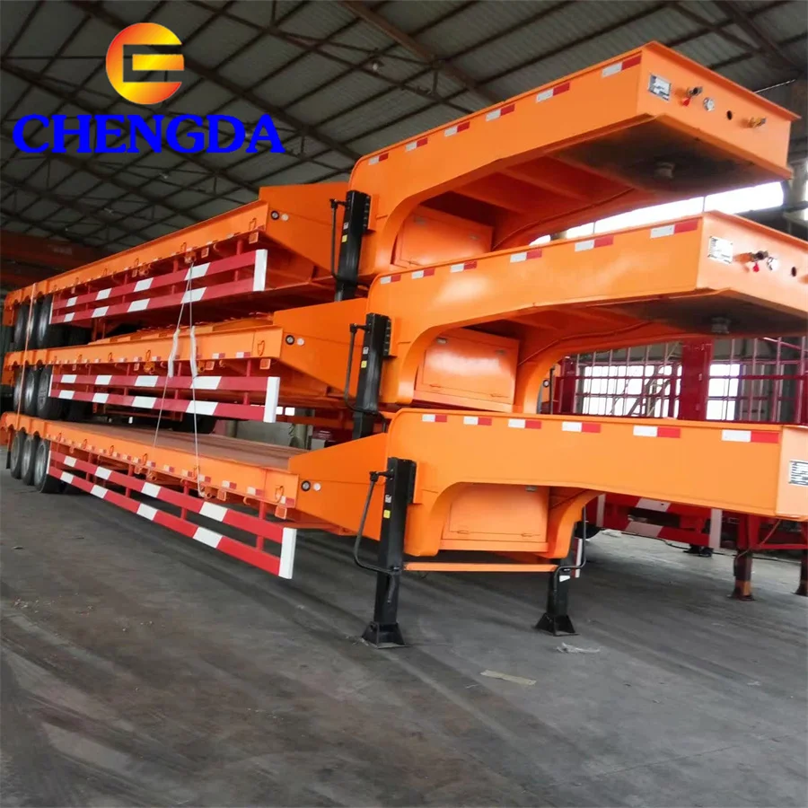 Chengda Brand Lowbed Semi Trailer 60t 90t 100t Lowboy Trailer Excavator