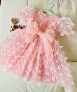 MQATZ Children Dresses Girl Party Birthday Kids Party Wear Dress 3D butterfly Party Dresses for Baby Girls L2233XZ