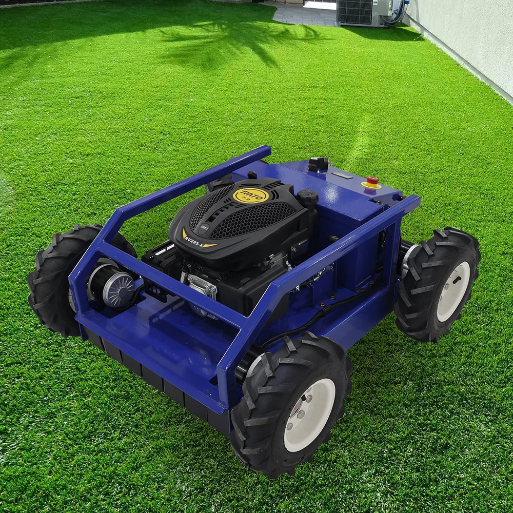 Customized Remote Control Lawn Mower Mini Rc Robot Lawn Mower With Snow Plow Attachments