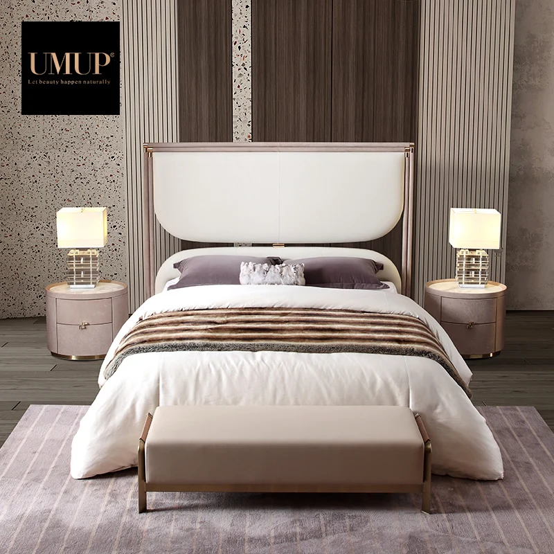 High Quality Simple Design Bed Room Furniture Set Unique Platform Bed Frame king Size Leather Modern Double Luxury Beds