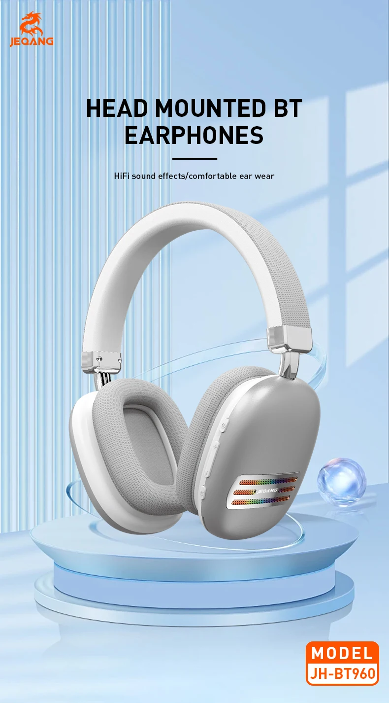 Jeqang-960 True Wireless Stereo BT Headset On-Ear & Over-Ear Dynamic Gaming Headphones with TF FM Support for DJ Sports Travel