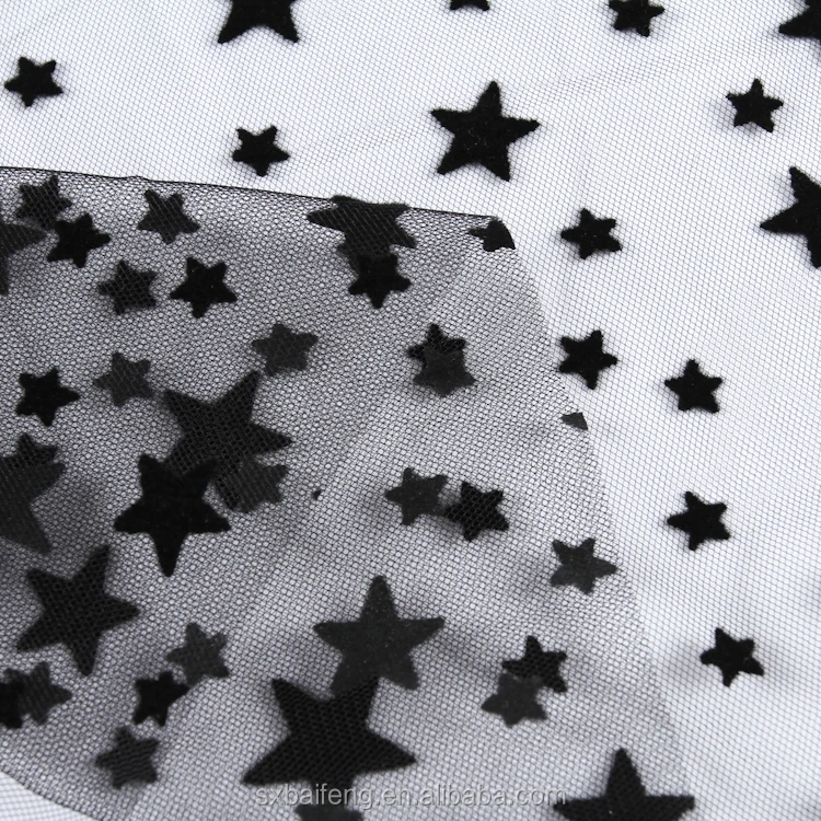 Различные стили Изысканный и очаровательный 100% полиэстер легкая аппликации звезда кружевная ткань