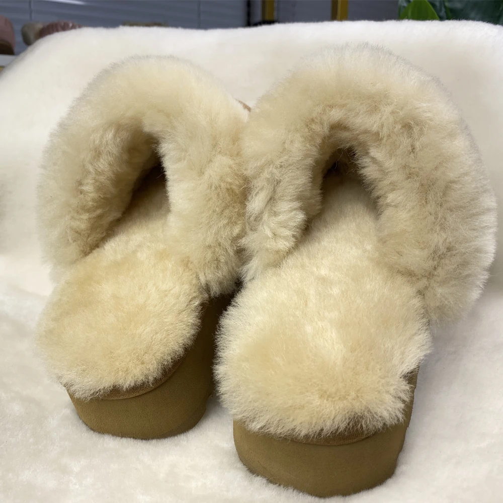 2023 New Winter Furry Slippers Size 43 Fashion Design Ugh Real Leather ...