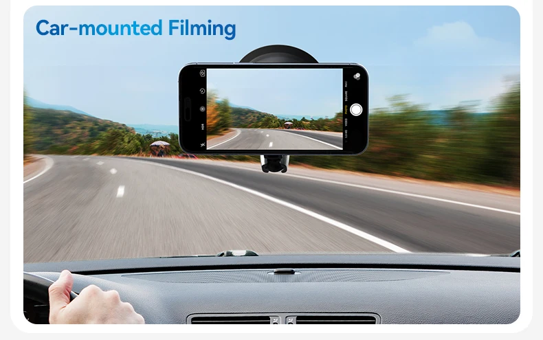 TELESIN  Suction Cup Magnetic Holder Mount for Cellphone with Aluminum Nylon Material for Car Glass