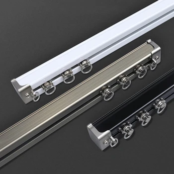 Factory Wholesale Pergola Silent Wall Ceiling Mounted Aluminum Curtain Rail Set Heavy Duty Curtain Track System for Room Windows