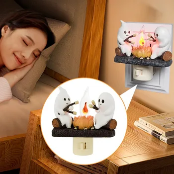 Halloween Ghost Bonfire Resin Night Lights Flashing Party Novelties