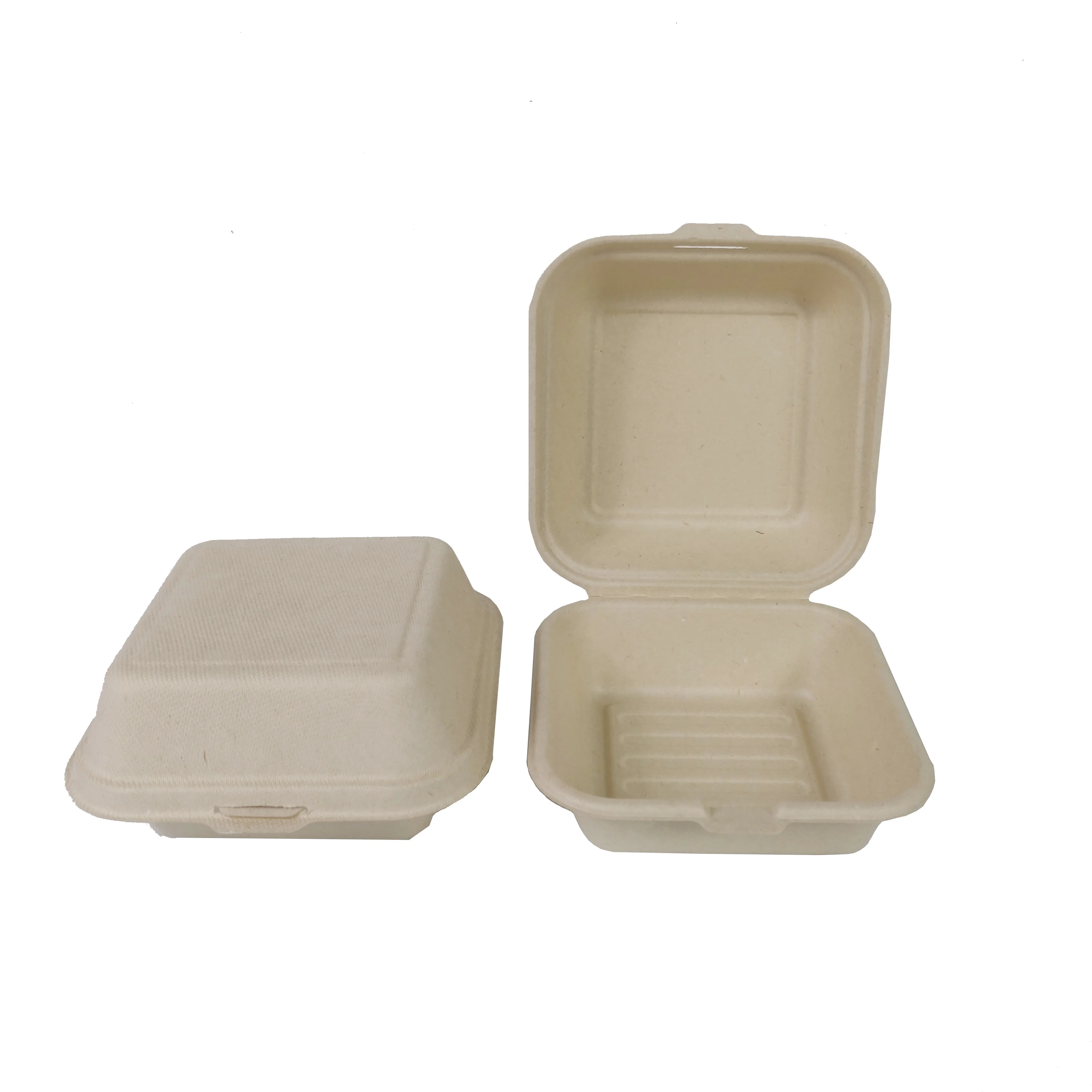 Biodegradable Bagasse 6x6 Inch Burger Hamburger Box Sugarcane Pulp Clamshell Container Buy