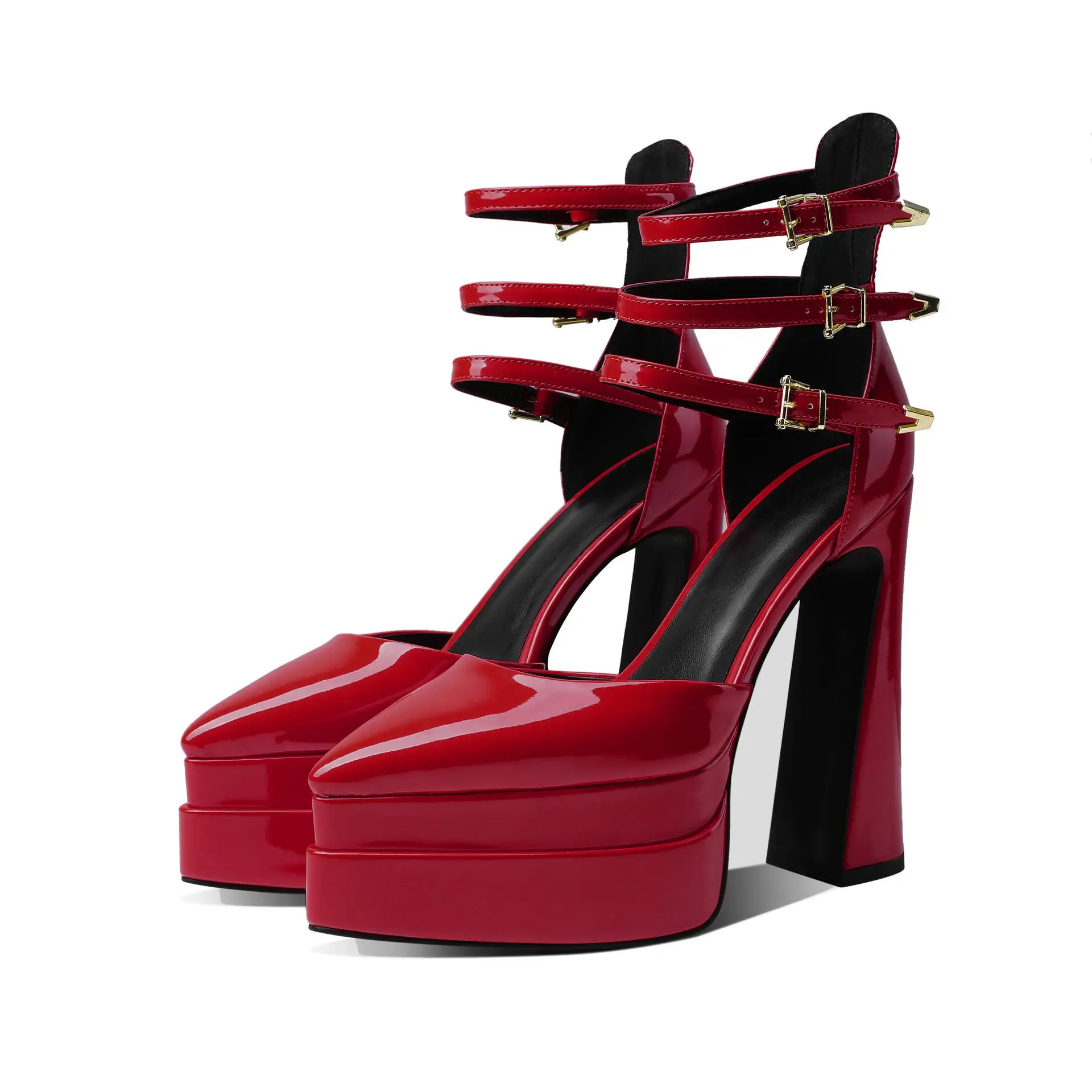 Sandalias de diseño de lujo para mujer, zapatos de plataforma puntiagudos  con punta gruesa, tacones altos sexys para fiesta