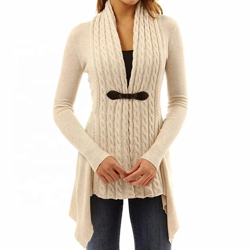 Длинный вязаный свитер женский