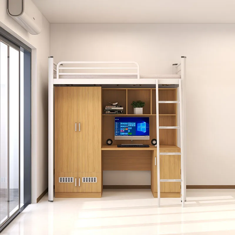 Modern Multi-Functional Metal Dormitory Bed with Upper Bed and Lower Table for College Students Hotel School Hospital