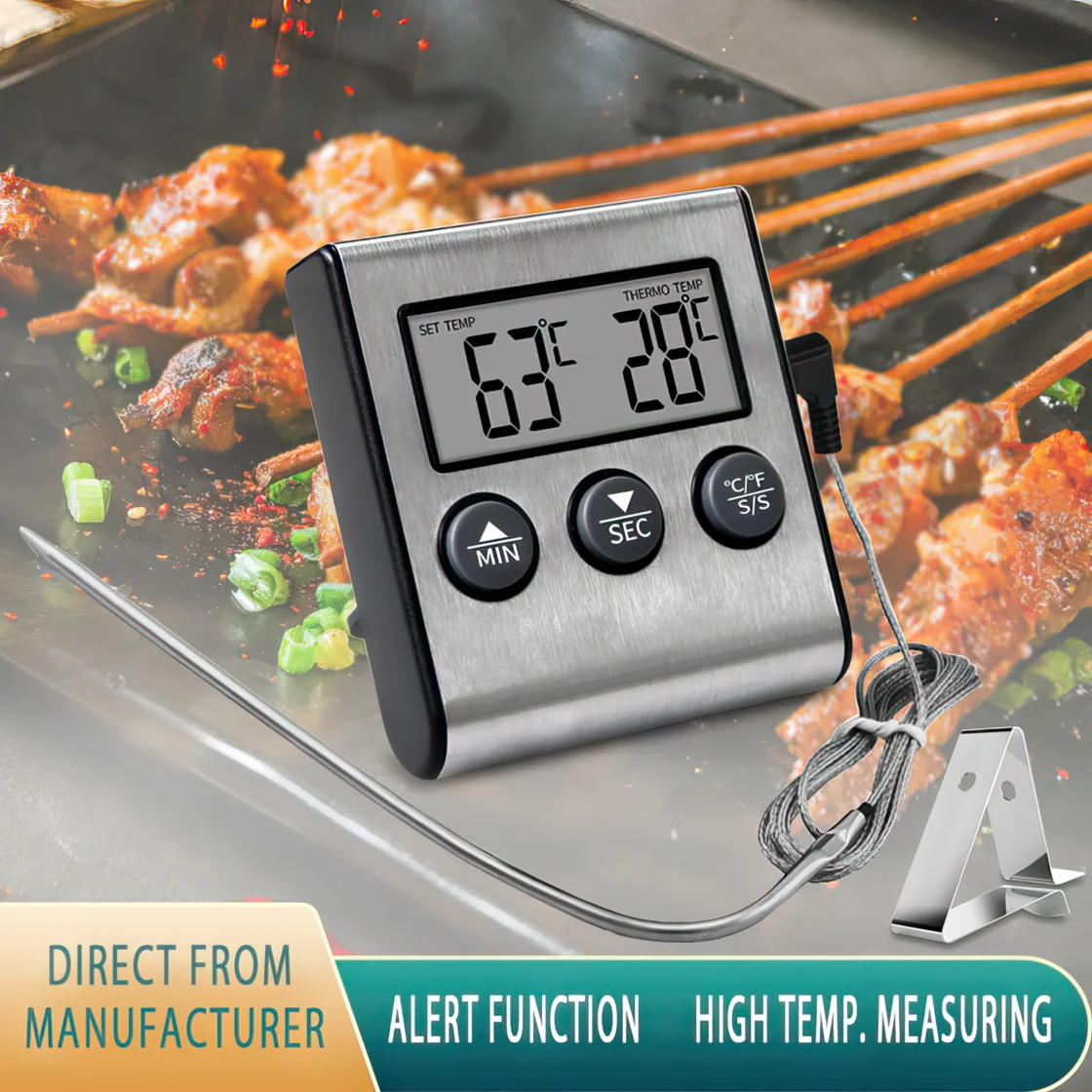 Stainless Steel Household 2 in 1 Thermometer Cooking Thermometer with Timer