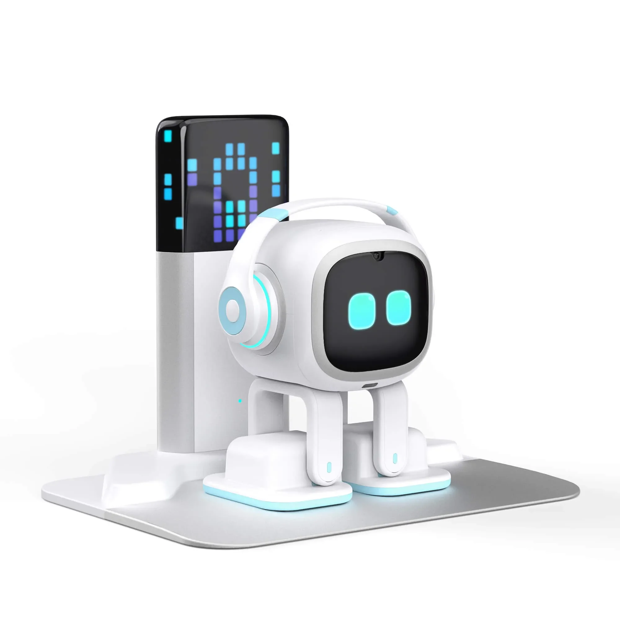 EMO GO  WHITE自動移動 AIロボット Cute White EMO Robot Pet with Charging Station & Voice AI