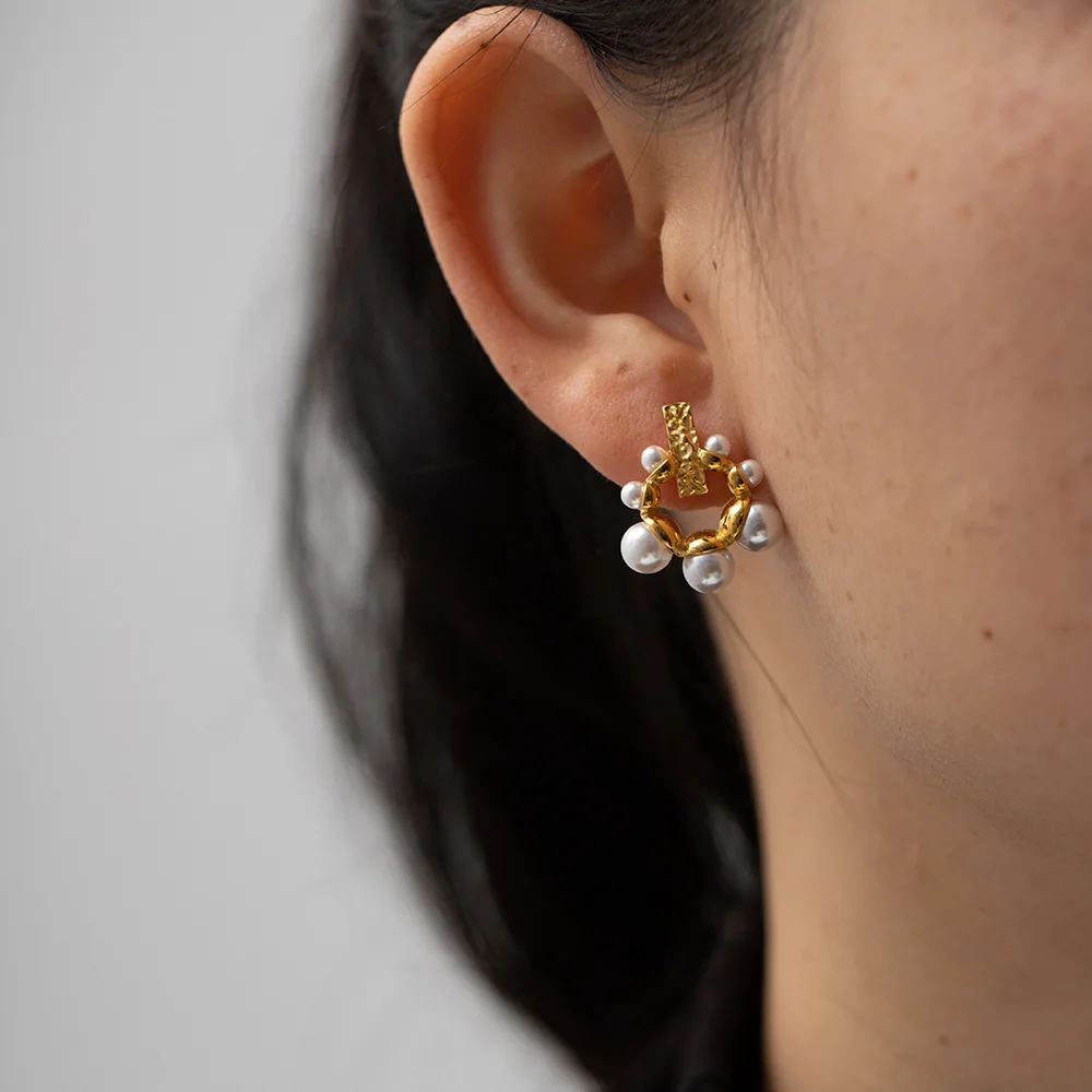 Popular New Design Irregular Pearls Earrings Waterproof Gold Plated ...