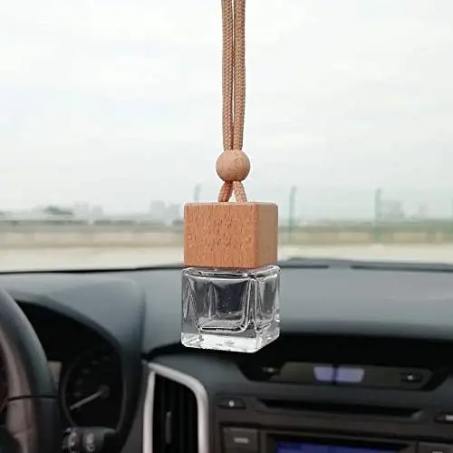 8ml High Quality Clear Square Empty Hanging Car Aroma Diffuser Bottle Air Freshener Glass Perfume Bottle