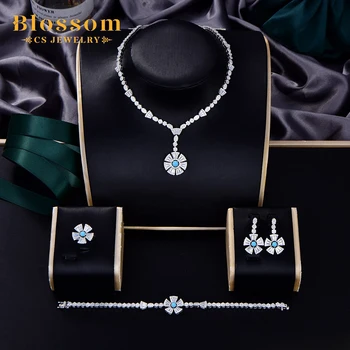 Blossom CS Jewelry 925 Silver Jewelry Set with Zircon Quick Shipping for Parties Weddings Gifts Engagements Anniversaries