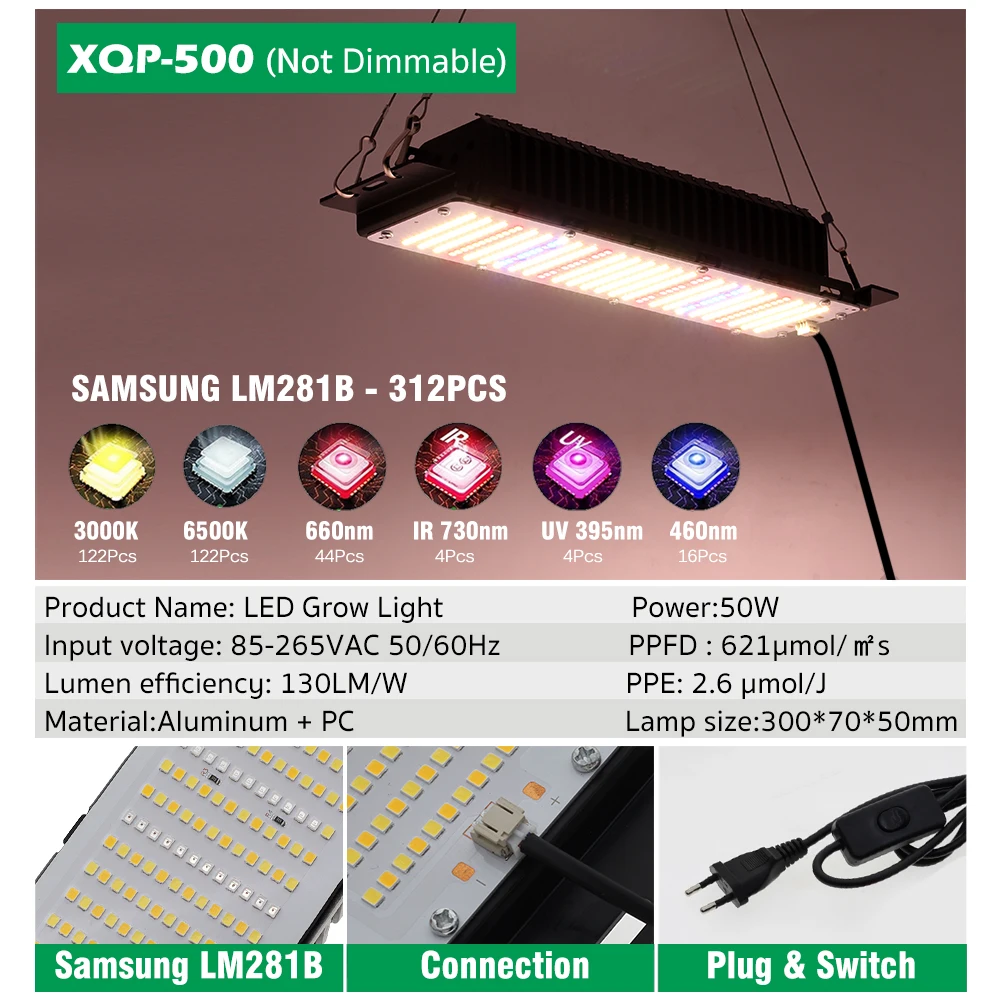 50W Full Spectrum LED Grow Light Phyto Lamp LM301B Diode Plant Grow ...