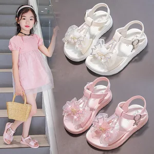 Bowknot Princess Sandals Girls Dress Shoes Party Wedding Girl Flats Children's Sandals Glitter Girls Dress Shoes Princess Shoes