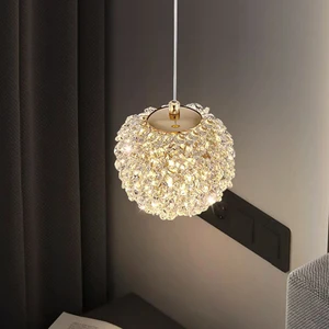 G9 Decorative Nordic Style Modern Luxury Lamps Ball Bedroom Bedside Small Crystal Round Hanging Chandelier Glass Pendant Light