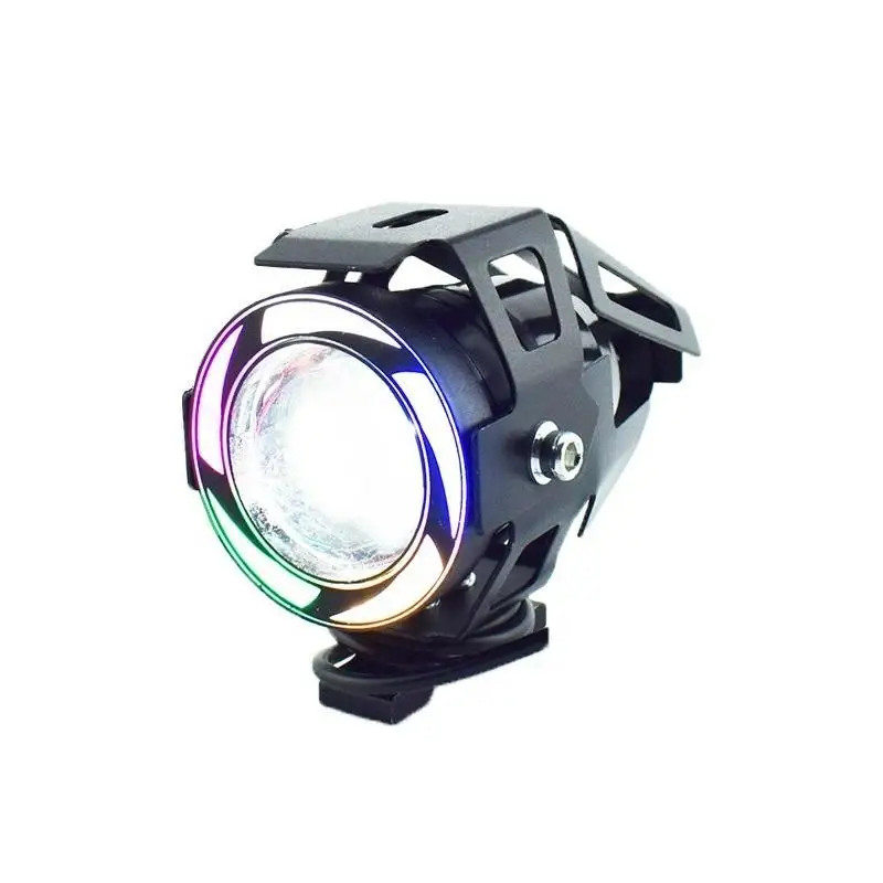 FDN New Motor Parts Lighting System Motor Lights U7 RGB Angel Eyes Flash Led Headlight for Motorcycle Scooter E-Bike Para Motos