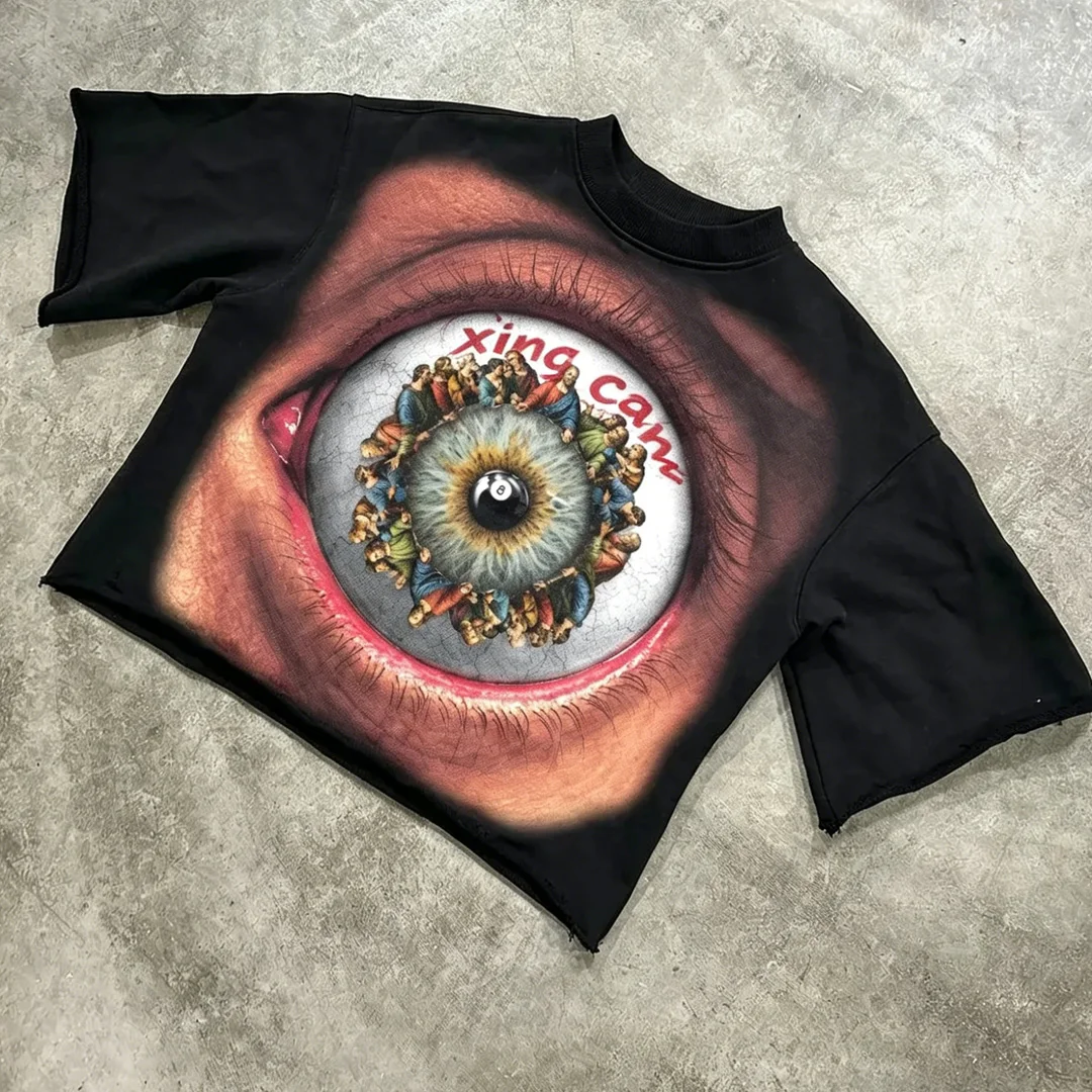 Męskie koszulki oversized z 100% bawełny, bezpośrednio z fabryki, styl uliczny w wersji vintage wypranej, z możliwością personalizacji kryształkami lub sitodrukiem, tanie