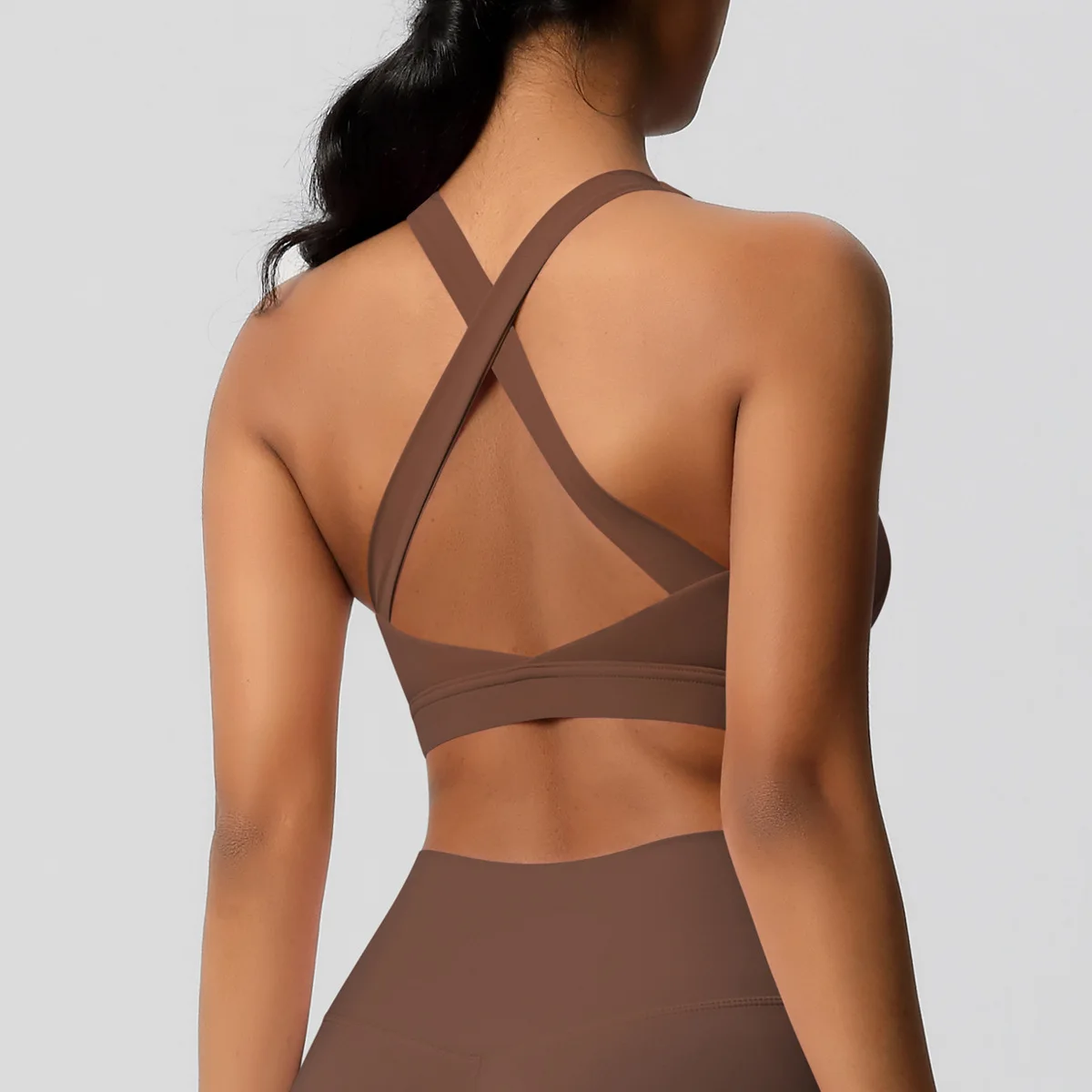 Solid Tight Yoga Vest Sports Underwear Shockproof High Strength Bra Pilates Running Outd detail