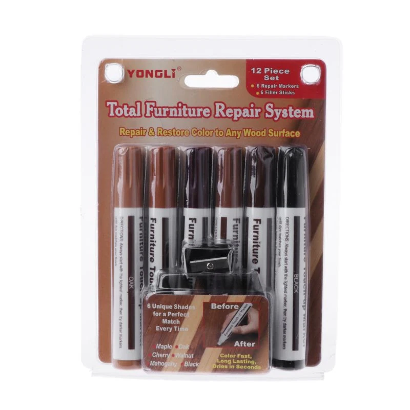 Wood Repair Markers- Furniture Touch Up Markers Kit, 6Pcs Wood Scratch  Cover Mar 