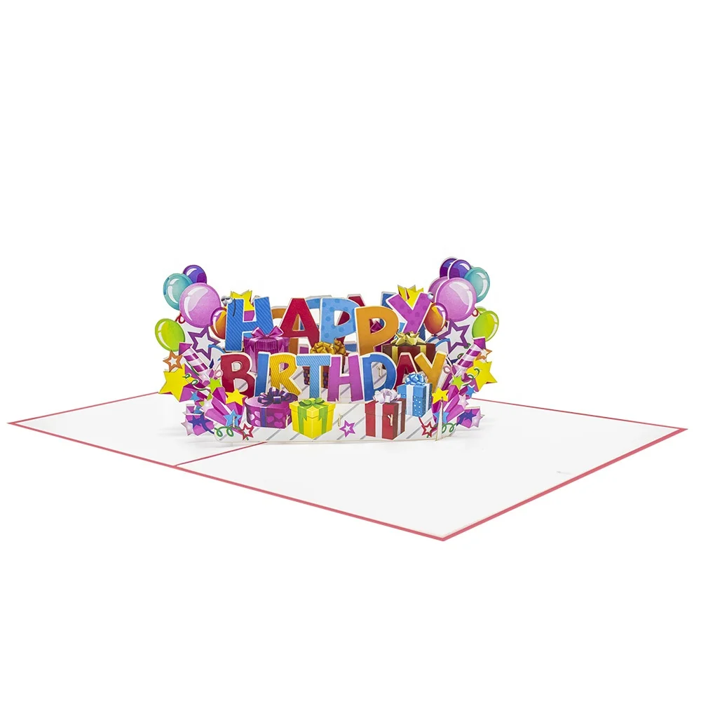 happy birthday text pop up cards invitation new design 3d hand