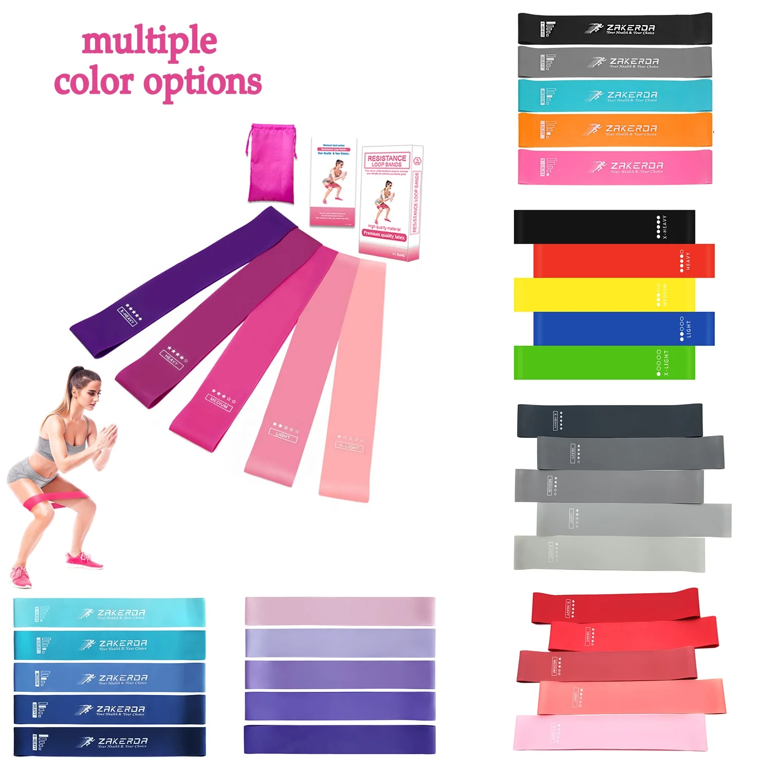 Latex Resistance Bands Set Custom Logo Mini Loop Fitness Bands Hip Booty Exercise Bands for Yoga Body Building Workout Home