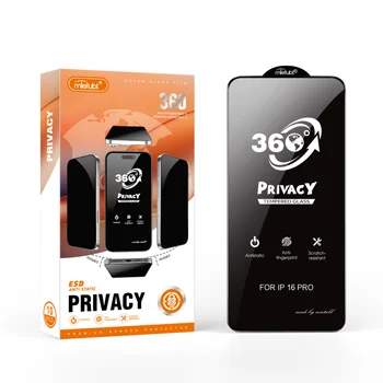 2025 New Trending Privacy 360 Full Cover Tempered Glass Screen Protector for IP 16 PRO/16 PRO MAX Screen Protector