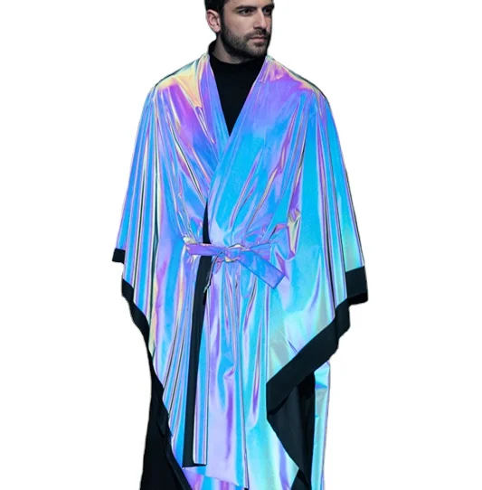 Manufacturer Direct Sales Customized Outdoor Fashion Adjustable Iridescent rainbow Coat Reflective Cloak