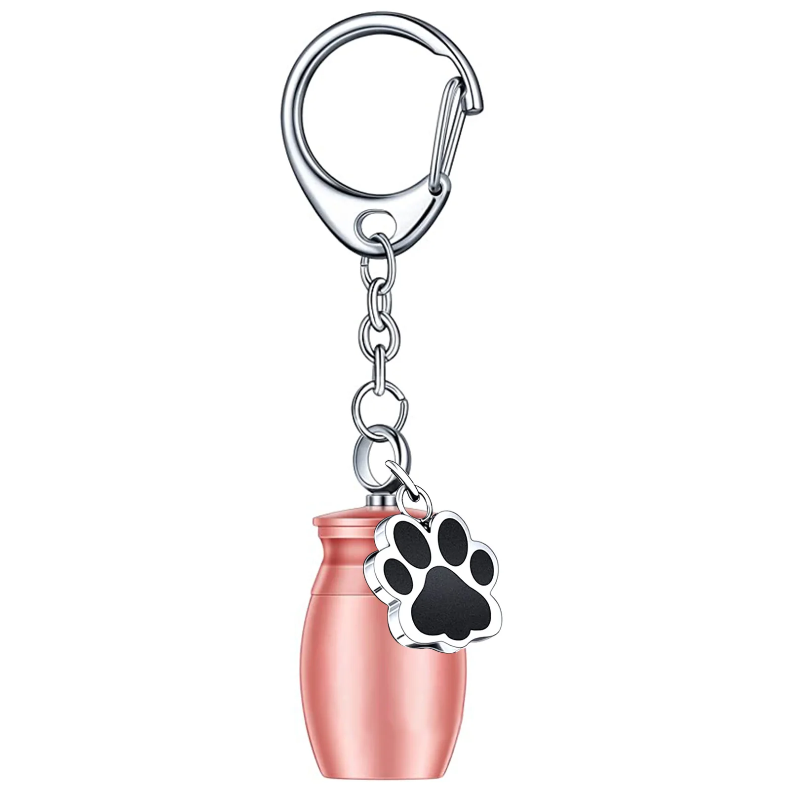 Cremation Keepsake Keychain for Ashes Mini Memorial Urn Pendant with Paw Print Charm Key Chain Jewelry Gift for Loss Loved One
