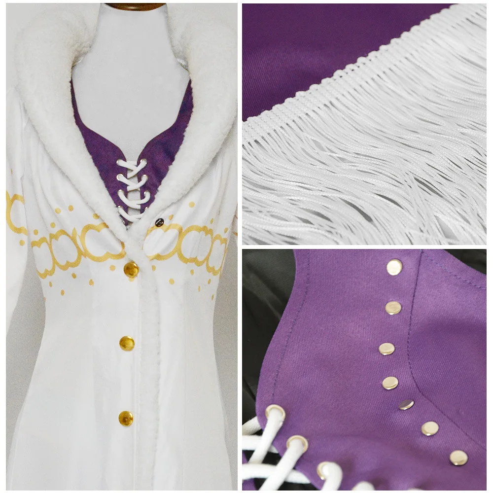 Nico Robin Cosplay Costume Anime One Piece Purple Dress Uniform Long Fur  Collar White Cloak Punk Outfit Halloween for Adult| Alibaba.com