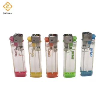 ISO Standard 8g lighter with Custom design Transparent 5 Colors Spark Lighter with Flint Wheel