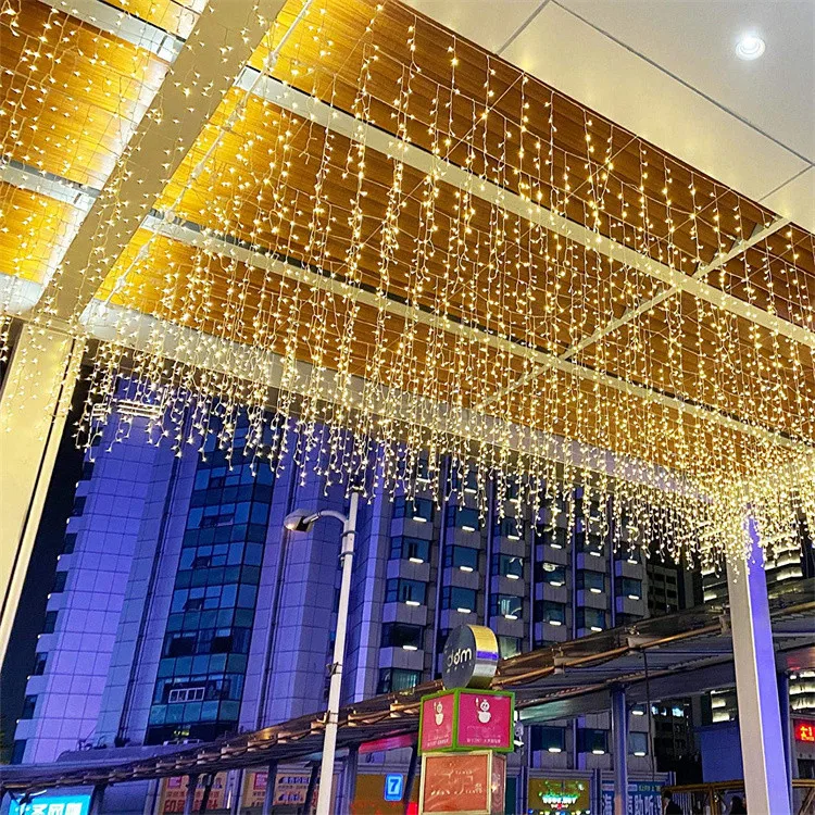 360 LED Icicle Christmas Led Dripping Warm White Icicle Light Fairy Safety Wedding Party Curtain Lights