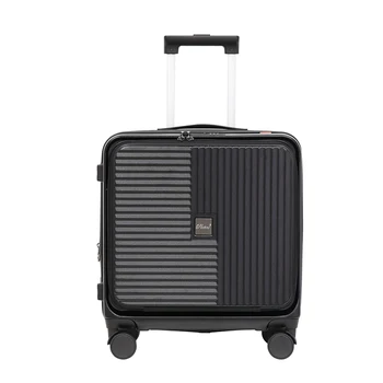 Factory direct sales Durable Quality Luggage Suitcase black  luggage aluminum trolley  Front Open Luggage suitcase