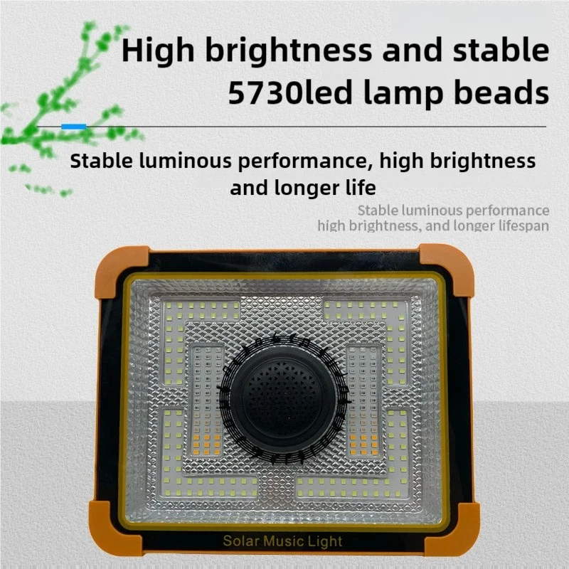 Ultra-Bright Solar Powered for Bluetooth Speaker with Portable Floodlight for Indoor & Outdoor Emergency Lighting