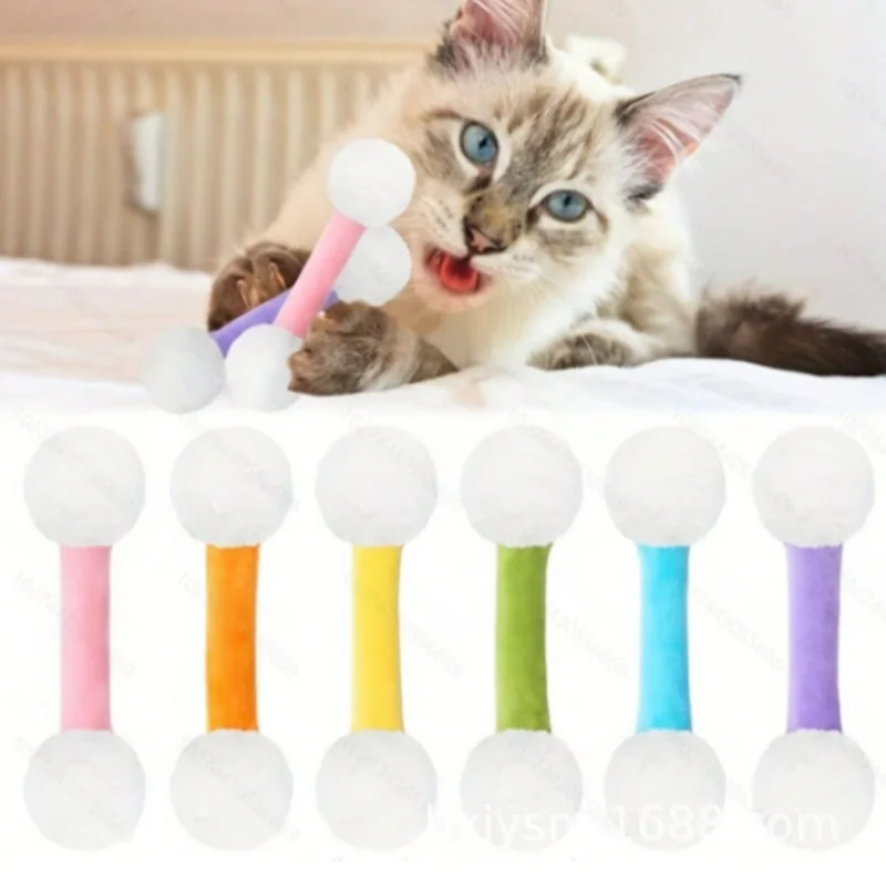 Plush Cat Chew Toy Durable Boredom-Busting Gadget Teething Stick Kitten Dog Teaser Wand