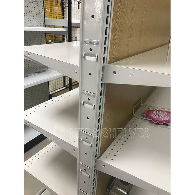 Customizable Hot Selling Wooden Lozier Gondola Gold Stainless Steel Shelves Supermarket