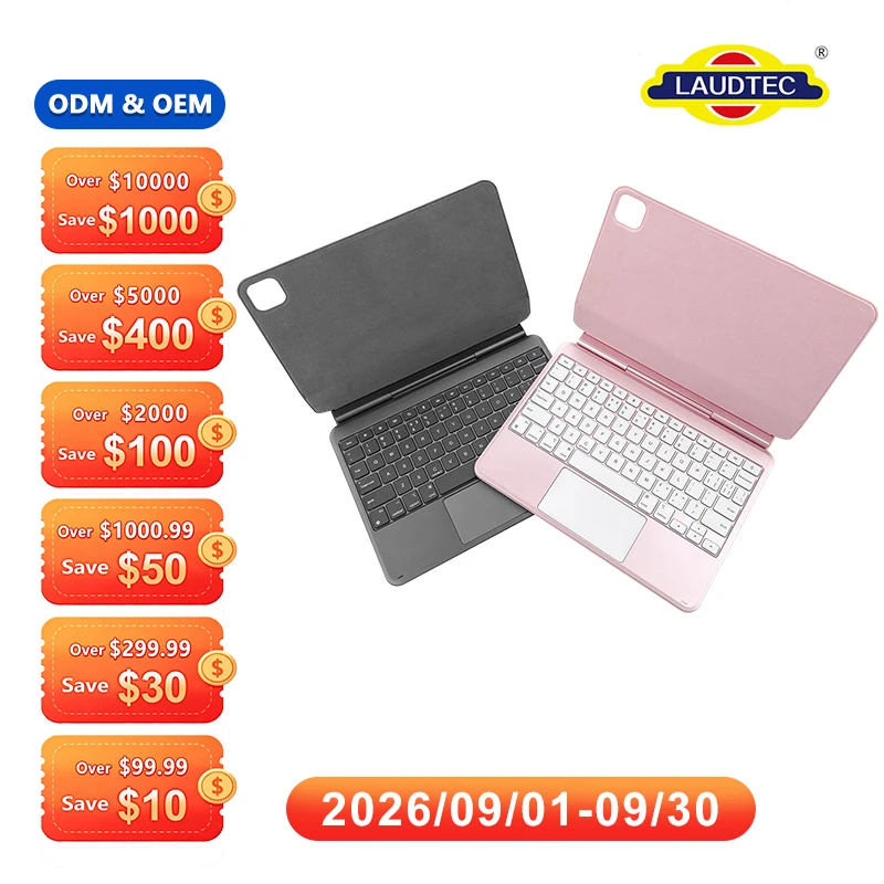 Teclado mágico inalámbrico ultradelgado ODM/OEM con trackpad de cristal para iPad A16 y iPad 10.ª generación, retroiluminado y recargable